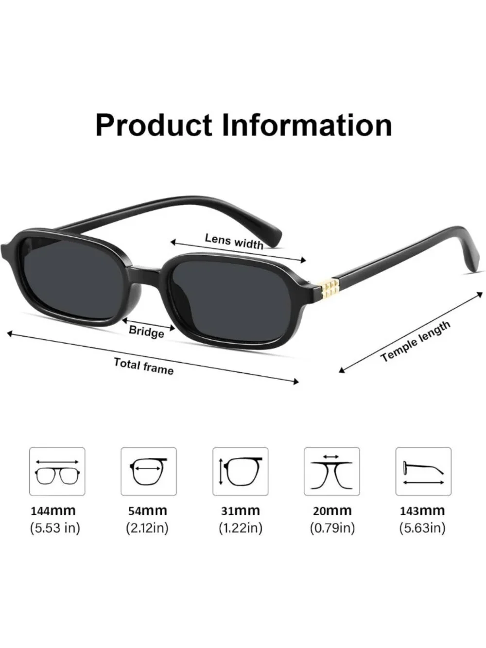 Trendy Retro Rectangular Sunglasses for Women - 90s Style, UV Protection, Small